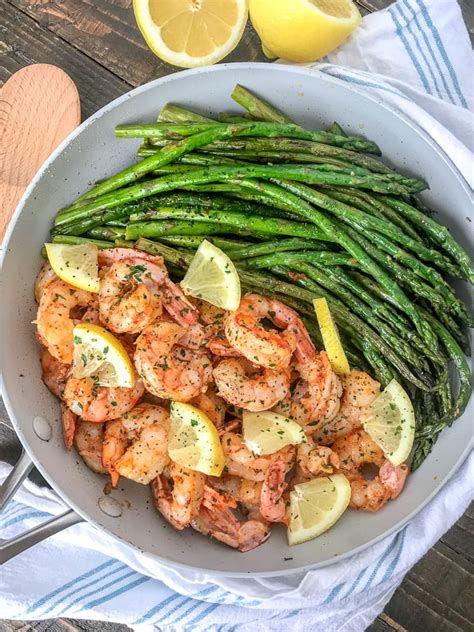 Lemon Garlic Butter Shrimp With Asparagus With Peanut Butter On Top