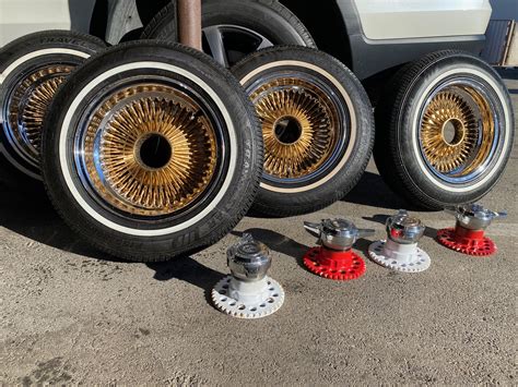 4 Rims And Tires 13 X6 Gold Center Daytons 88 Spokes For Sale In Los