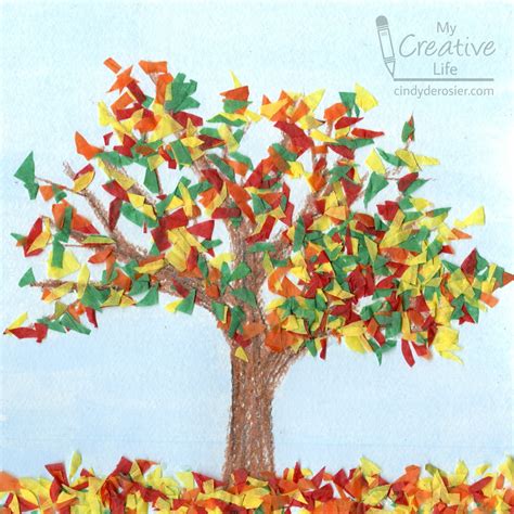 Cindy Derosier My Creative Life Fall Tree With Tissue Paper Leaves