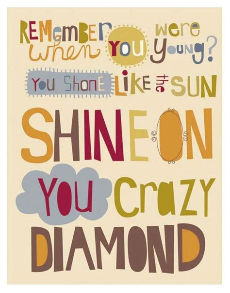 Shine On You Crazy Diamond 11 X 14 Art Print Ready To Frame Pink Floyd Lyrics Words Pink Floyd