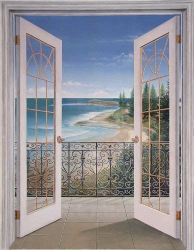 French Doors Seascape Trompe Loeil Mural Painting Door Murals