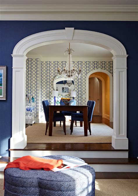 Navy And Patterns Dining Room Transitional Dining Room New York