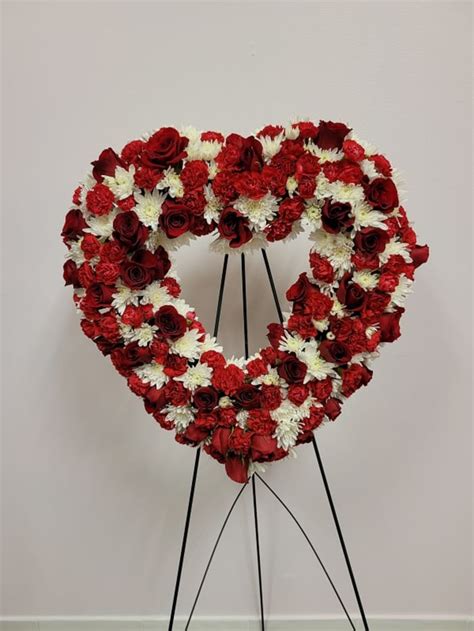 Always Remember Floral Heart Tribute Red And White Flower Delivery