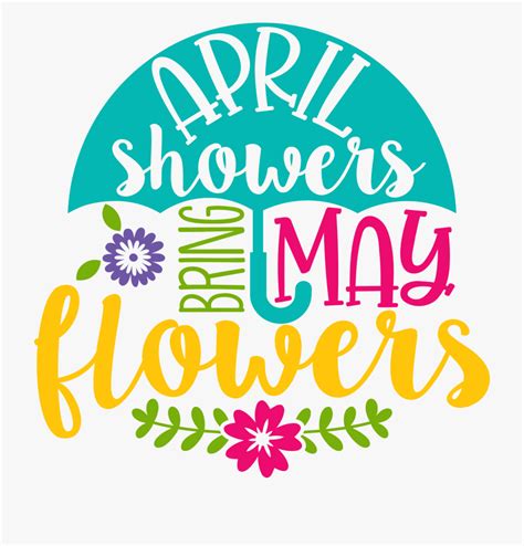 Digital April Showers Bring May Flowers Printable Art Drawing