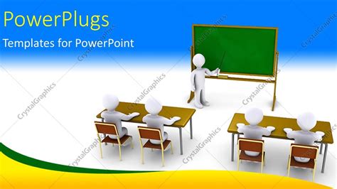 Powerpoint Template 3d Characters Of A Teacher Teaching Pupils In A