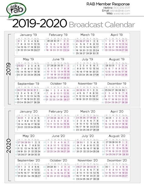 Rab 2024 Broadcast Calendar Web M T W T F S S January 1 26 27 28 29