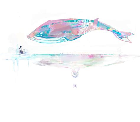 Short Hair Whales Blush Artwork Simple Background