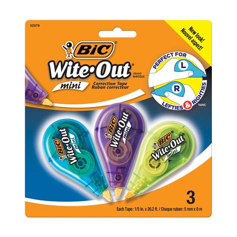 Bic Wite Out Brand Mini Correction Tape White 3 Count
