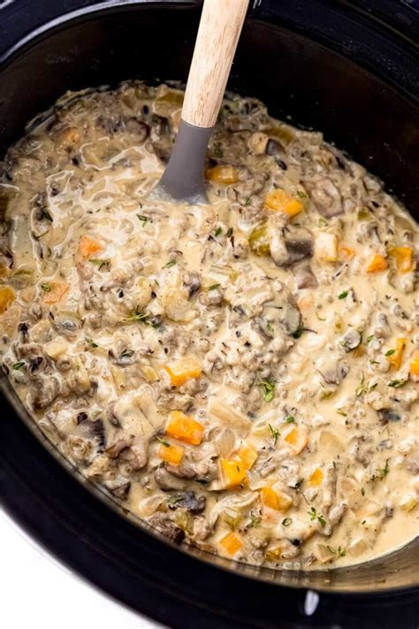Slow Cooker Mushroom Wild Rice Soup Jessica In The Kitchen
