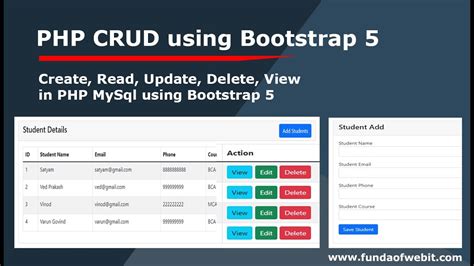 Php Crud Create Read Update Delete View Using Php Mysql Using Bootstrap Php Crud In