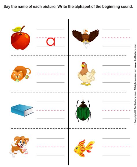Write The First Letter Of The Picture Worksheets Pdf Free Phonics