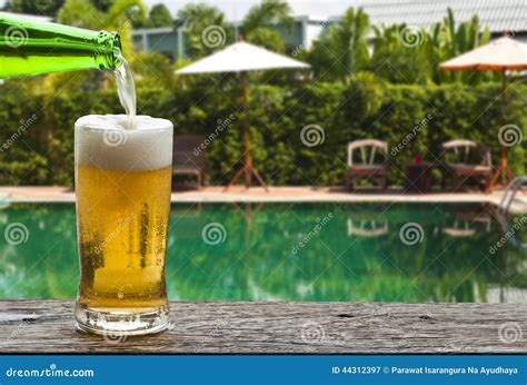 Enjoy Beer Beside Swimming Pool Stock Image Image Of Alcohol Enjoy 44312397