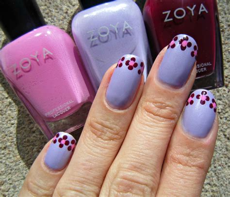 Colorful pink abstract nail art design. Zoya Dotted Flower French