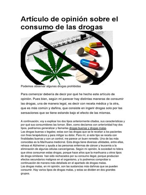 Artículo De Opinión Sobre El Consumo De Las Drogas Drogas Cannabis