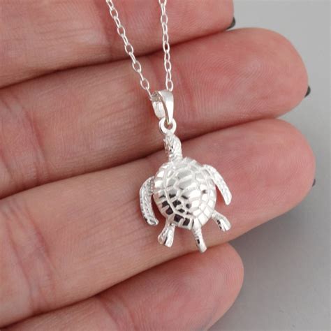 Sea Turtle Necklace Sterling Silver 3D Movable Sea Turtle