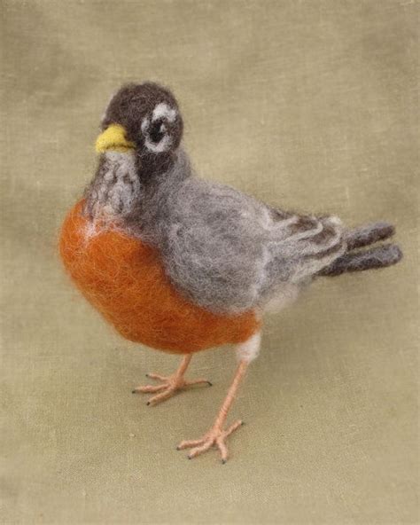 Needle Felted American Robin First Bird Of Spring Made To Etsy