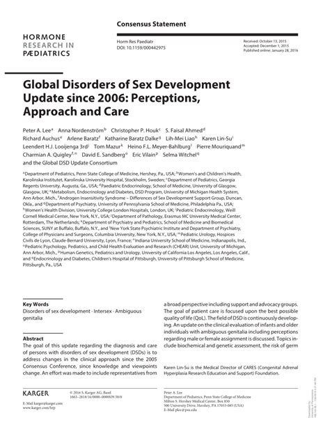 Pdf Global Disorders Of Sex Development Update Since 2006