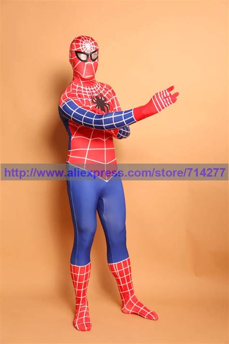 Superhero Spiderman Red And Blue Cool Spiderman Cosplay Costume Lycra