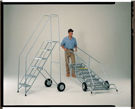 Ballymore 9 Step Folding Rolling Ladder Perforated Step Tread 123 In