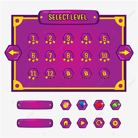 Levels Game Clipart Hd Png Level Selection And Button Game Ui Set