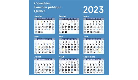Calendrier Fonction Publique Québec 2023 Spgq Jours Fériés