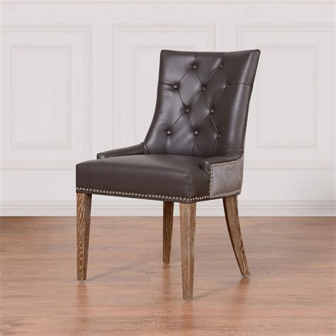Uptown Navy Velvet Leather Dining Side Chair Zin Home