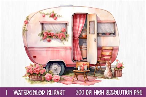 Watercolor Caravan Sublimation Clipart Caravan Clipart