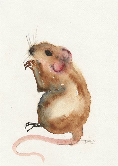 Little Mouse Original Watercolor Painting Art By Francinamaria