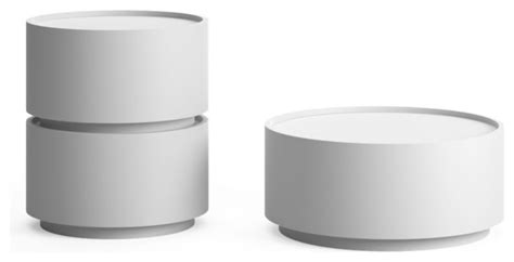 Dedalo Round Nightstand White High Gloss Contemporary Nightstands And Bedside Tables By