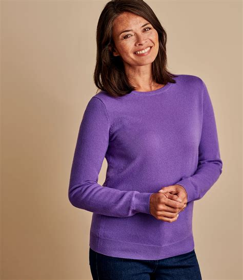 Violet Cashmere And Merino Crew Neck Knitted Jumper Woolovers Uk