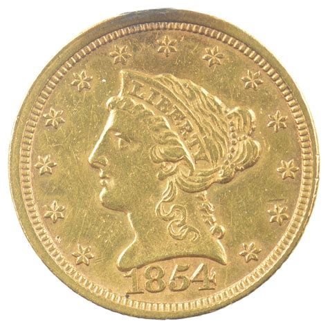 1854 United States Liberty Head 2 12 Dollars Gold Coin Agw 12094 Oz