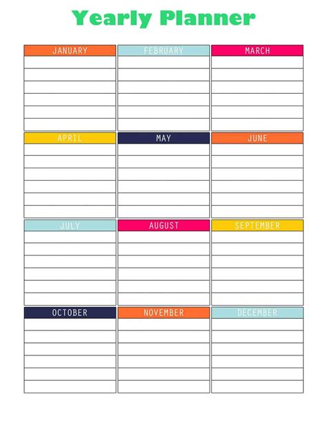 Yearly Planner Printable Free Printable Templates