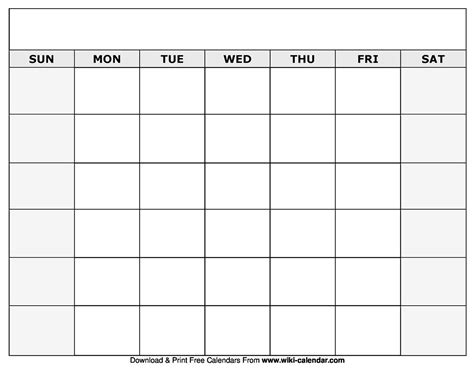 Blank Monthly Calendar Free Blank Calendar Blank Calendar Template