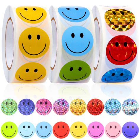 Buy 3 Roll 1500 Pcs Mini Happy Face Stickers Smile Face Small Stickers