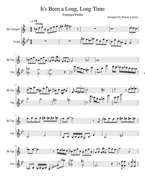Its Been A Long Long Time Sheet Music For Trumpet In B Flat Violin