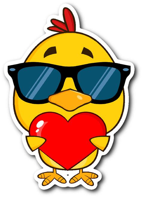 Cute Yellow Chick With Sunglasses And Heart 3 X 4 Cartoon Chicken