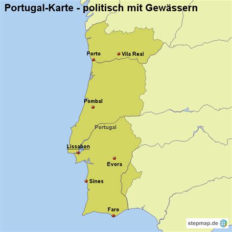 Der straßenplan der stadt ist sehr detailliert und enthält informationen über wichtige orte auf. StepMap - Landkarte Portugal (Karte politisch mit ...