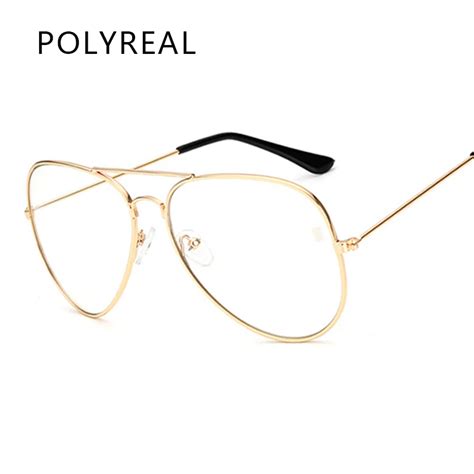 Polyreal Classic Clear Aviation Sunglasses Women Brand Designer Vintage