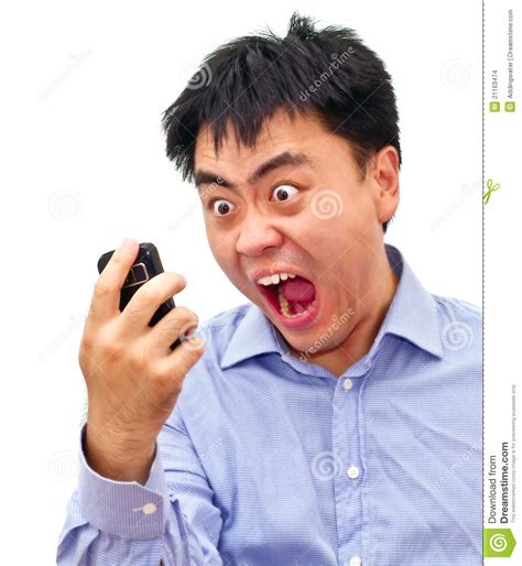 Crazy Angry Asian Man Yelling At Stock Images Image