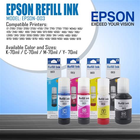 003 Ink Epson Premium Compatible Dye Inks Cis Or Ciss Ink Refill