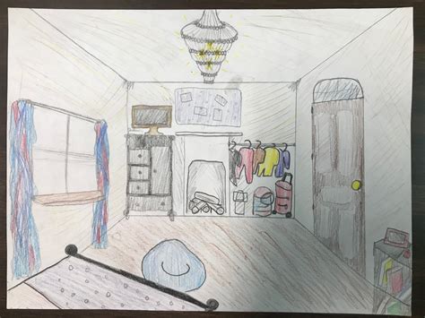 1 Point Perspective Drawing Room