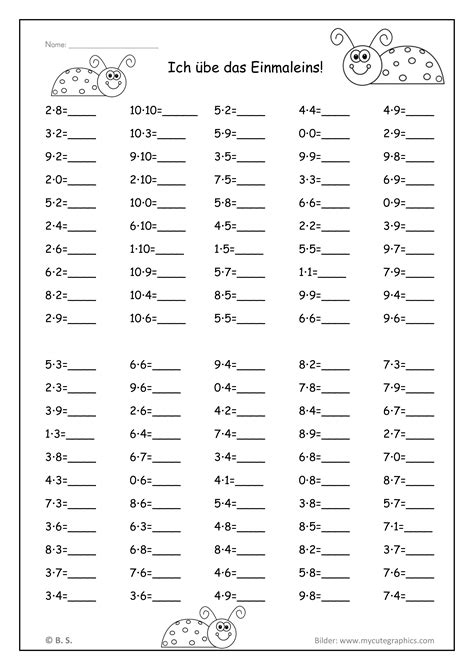 Kostenlose mathe arbeitsblätter / matheaufgaben klasse 6. Das Kleine Einmaleins Arbeitsblätter - Worksheets