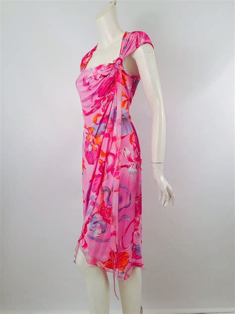 Emanuel Ungaro Pink Floral Bias Cut Wrap Dress For Sale At 1stdibs