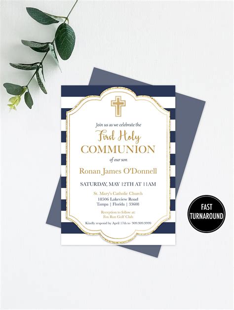 Boy First Communion Invitation Printable Download First Etsy In 2021