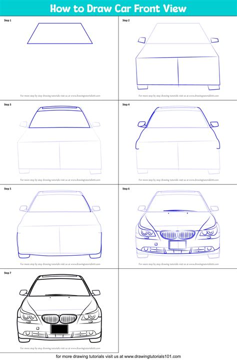 How To Draw Car Front View Cars Step By Step