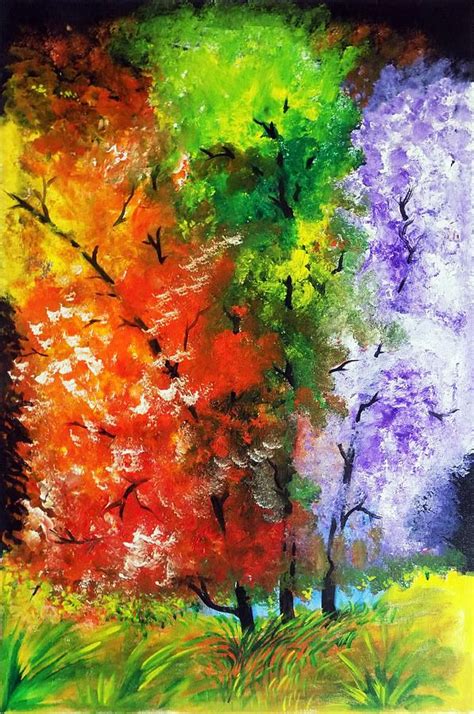 Trees Painting The Colourful Trees Abstract By Asp Arts Colorful