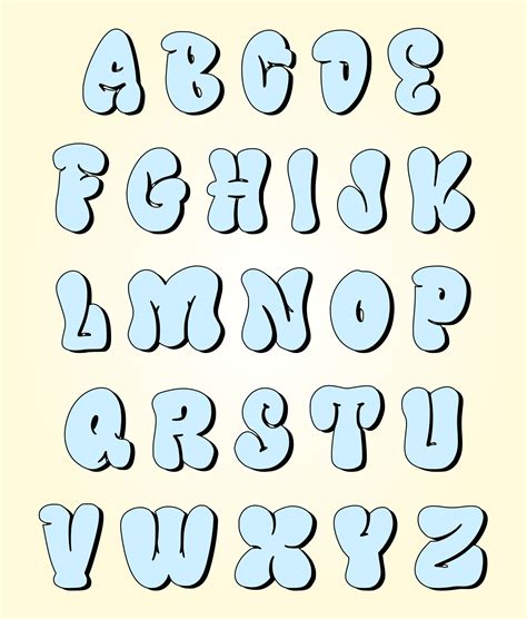 Graffiti Bubble Letters Alphabet A Z Design