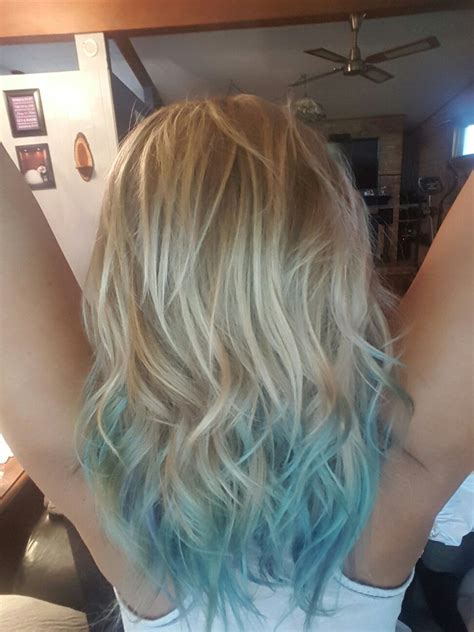 Blonde Blue Ombre Hair Blue Ombre Hair Ombre Hair Blonde Colored Hair Tips