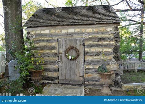 A Small Rustic Stone And Log Cabin In The Country Stock Image Image