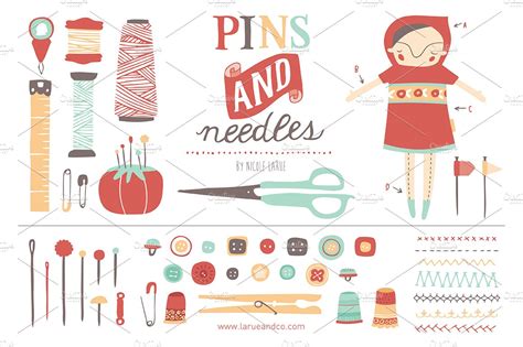 Pins And Needles Clipart Illustrations Creative Market